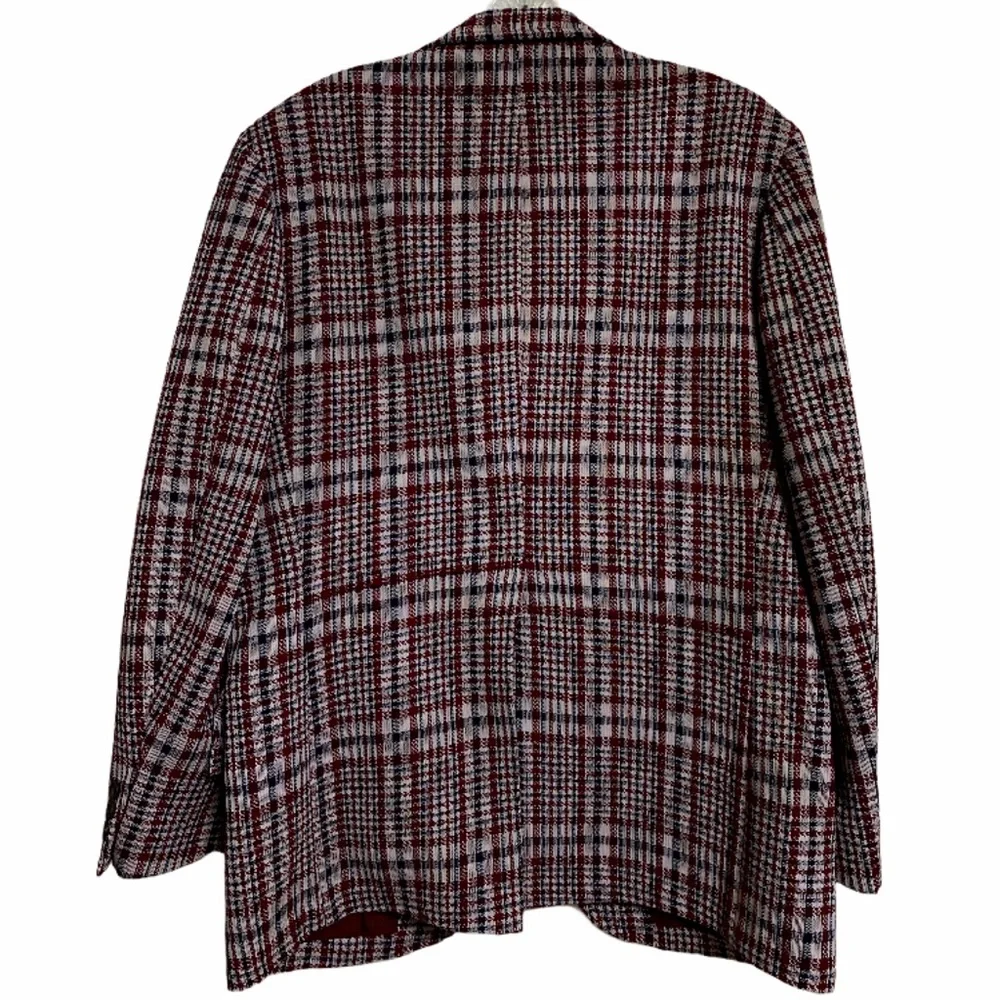 70s vtg Double Knit Plaid Blazer